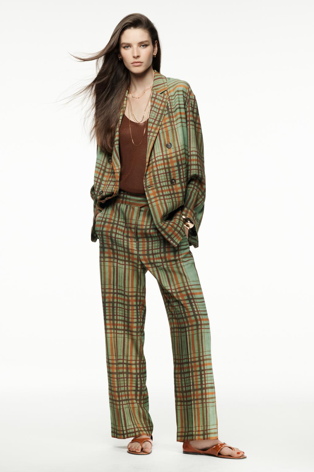 УКОРОЧЕННЫЕ КЛЕШЕНЫЕ БРЮКИ В КЛЕТКУ — ZW COLLECTION