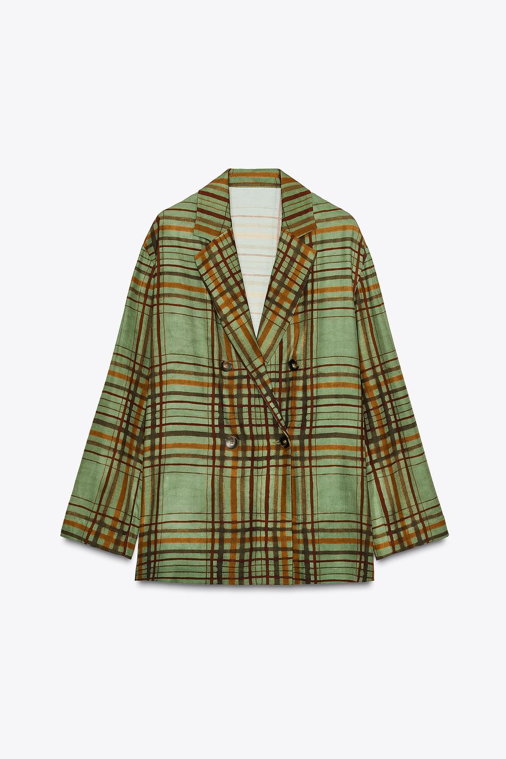 БЛЕЙЗЕР ИЗ СТРУЯЩЕЙСЯ ТКАНИ В КЛЕТКУ — ZW COLLECTION