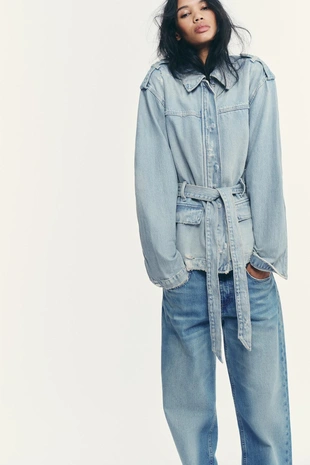 Джинсовая куртка TRF с поясом- Заказать в России