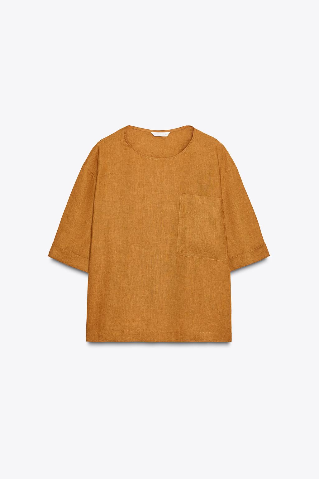 ТОП ИЗ ЛЬНА С КОРОТКИМИ РУКАВАМИ ZW COLLECTION