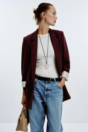 Блейзер с манжетами с принтом- Заказать в России