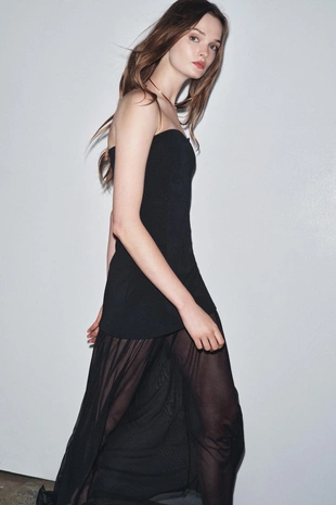 Комбинированное платье без бретелей- Заказать в России