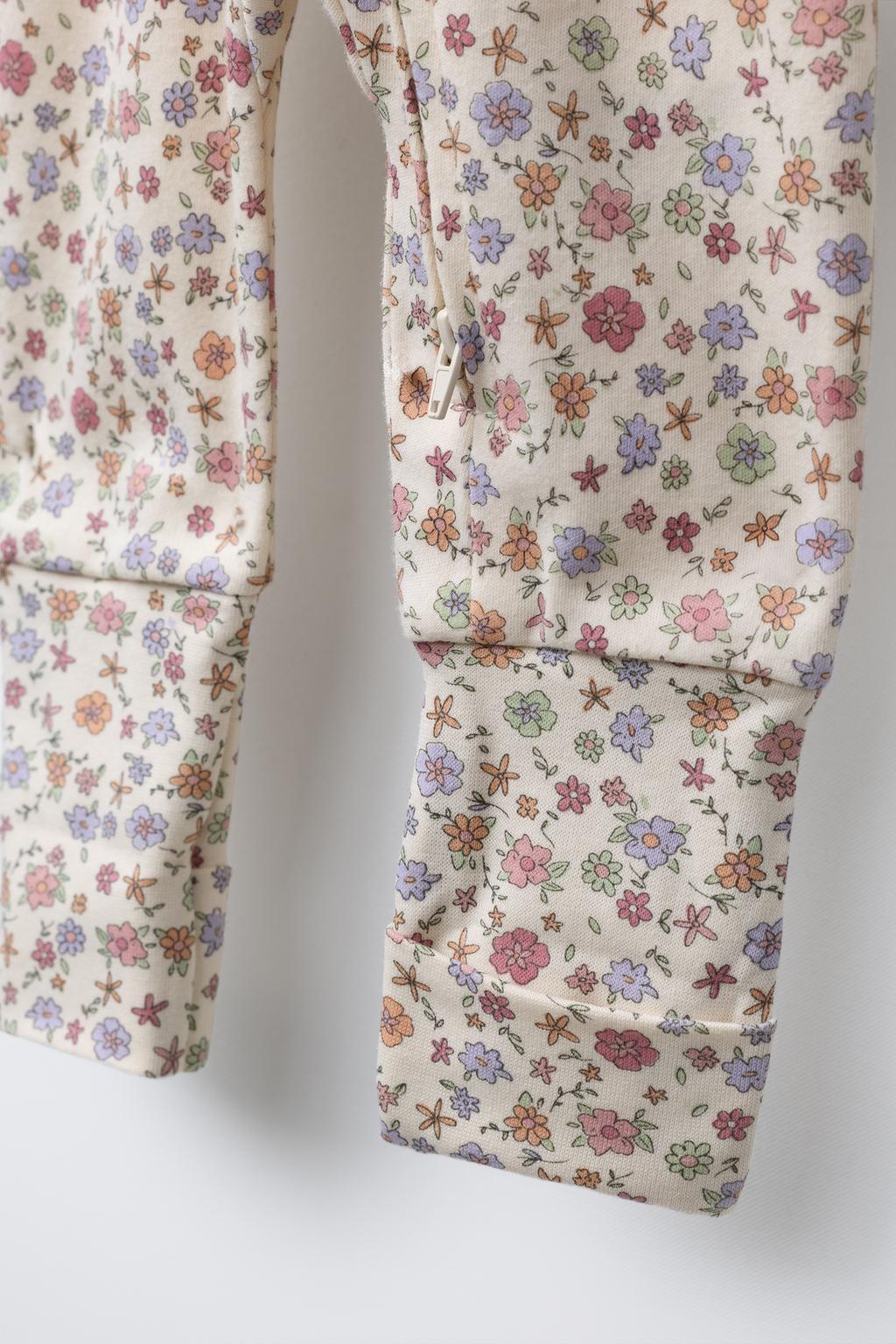 TWO-PACK OF FLORAL CONVERTIBLE FOOTED SLEEPSUITS
