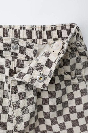 Брюки BAGGY из твила в шахматную клетку- Заказать в России