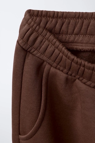 Brown | 0257/706/700 - Zara Базовые брюки-джоггеры из мягкой ткани