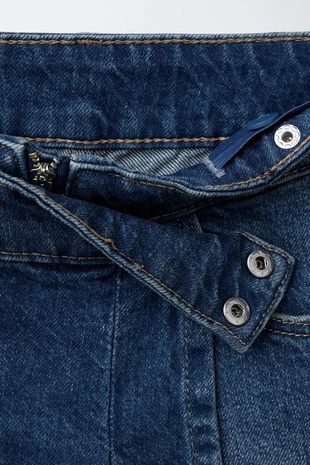 Blue | 5252/708/400 - Zara Джинсовая юбка-шорты со складками