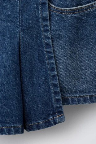 Джинсовая юбка-шорты со складками- Заказать в России