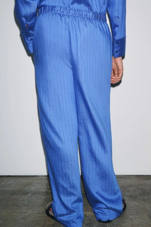 Брюки в пижамном стиле в полоску- Заказать в России