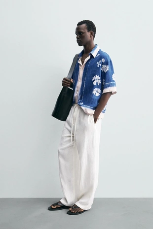 Рубашка с цветочным принтом- Заказать в России