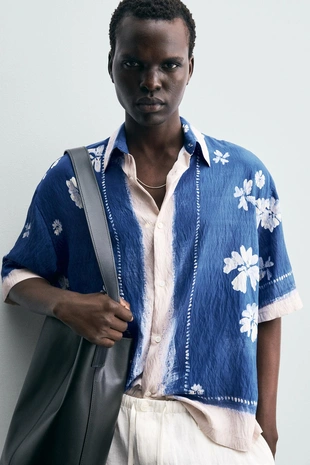 Рубашка с цветочным принтом- Заказать в России