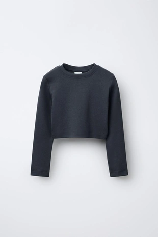 Blue / Grey | 3402/702/485 - Zara Базовая укороченная футболка