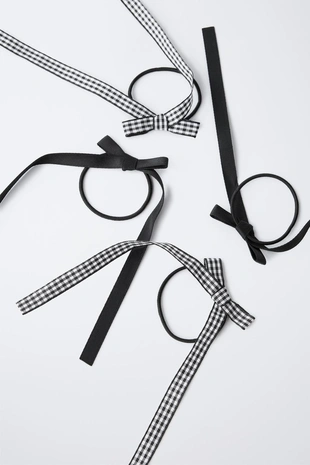 Набор из четырех резинок для волос с бантиками в клетку виши