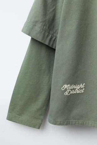 Рубашка с двойными рукавами и нашивкой- Заказать в России