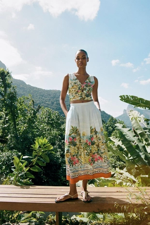 Юбка-накидка миди с принтом- Заказать в России