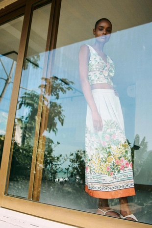 Юбка-накидка миди с принтом- Заказать в России