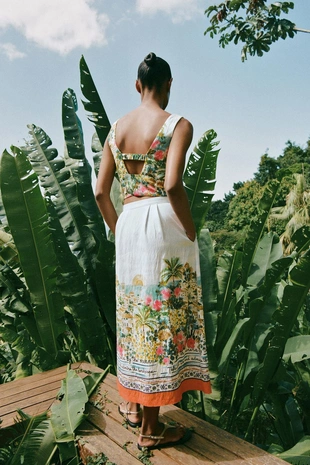 Юбка-накидка миди с принтом- Заказать в России