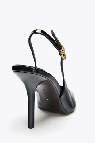 Туфли на каблуке с металлической пряжкой- Заказать в России