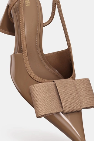 Туфли-мюли с бантом на каблуке- Заказать в России