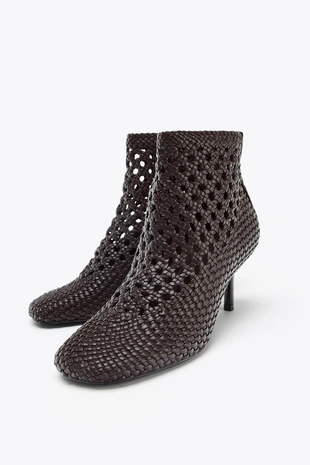 Плетеные ботильоны на каблуке- Заказать в России