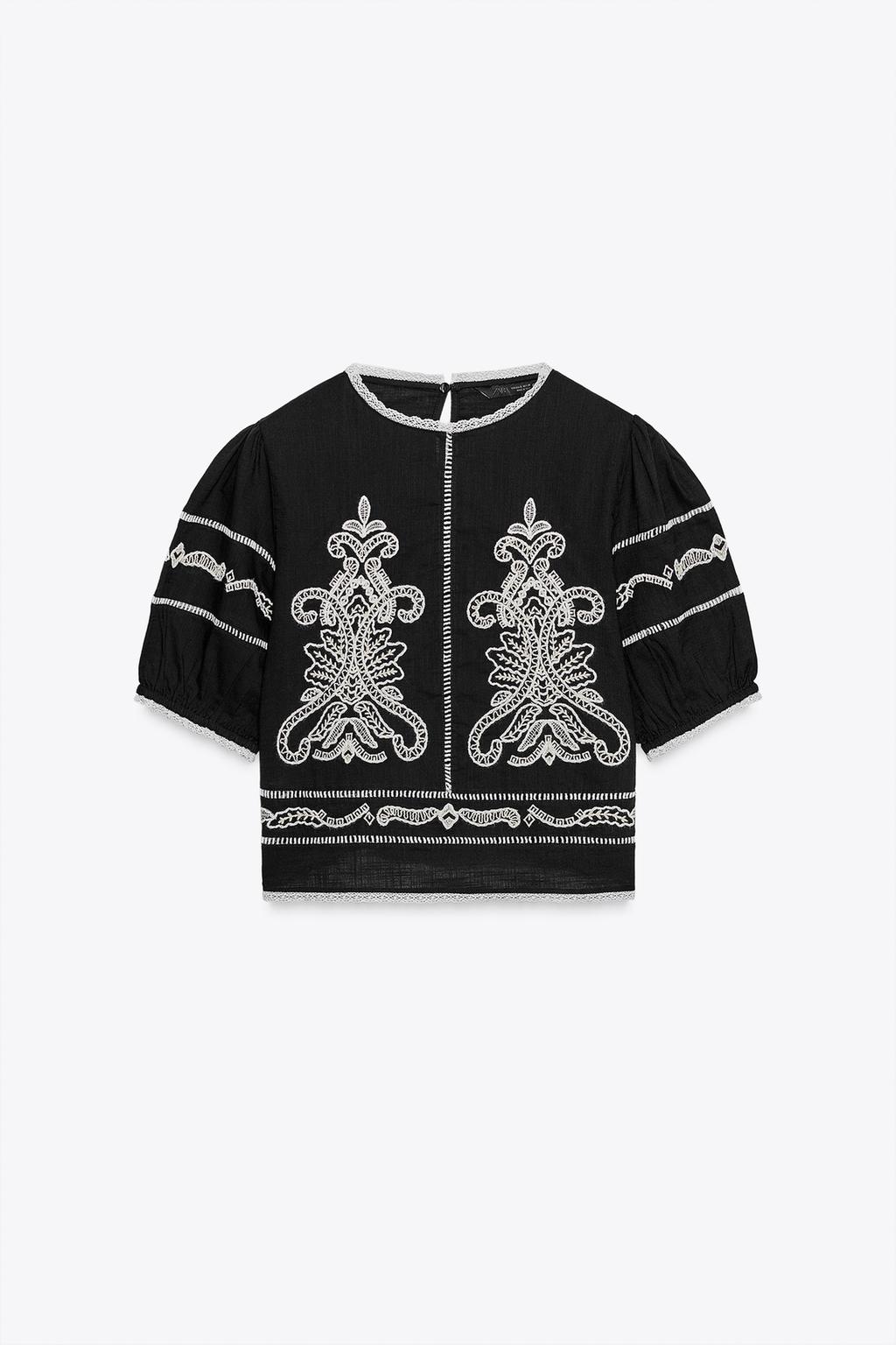 БЛУЗА С КОНТРАСТНОЙ ВЫШИВКОЙ — ZW COLLECTION