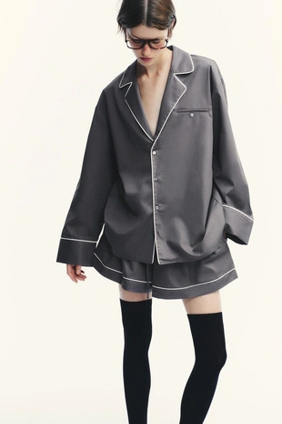 Рубашка из поплина с окантовкой- Заказать в России