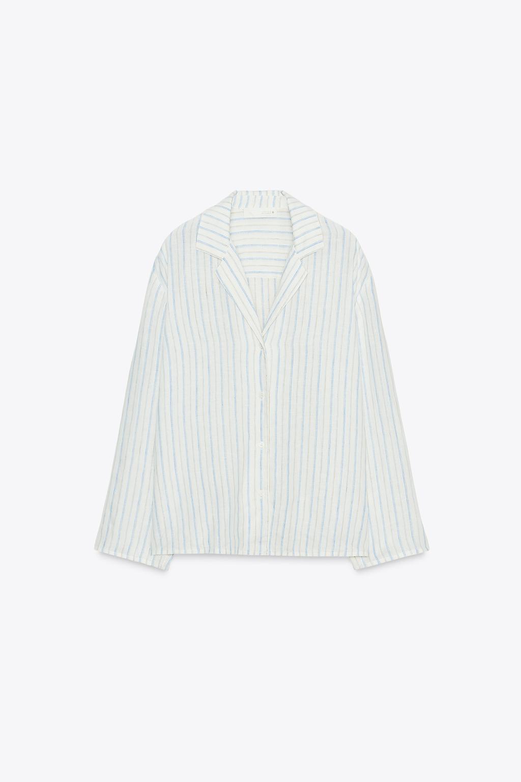 РУБАШКА В ПОЛОСКУ ИЗ ЛЬНЯНОЙ ТКАНИ — ZW COLLECTION