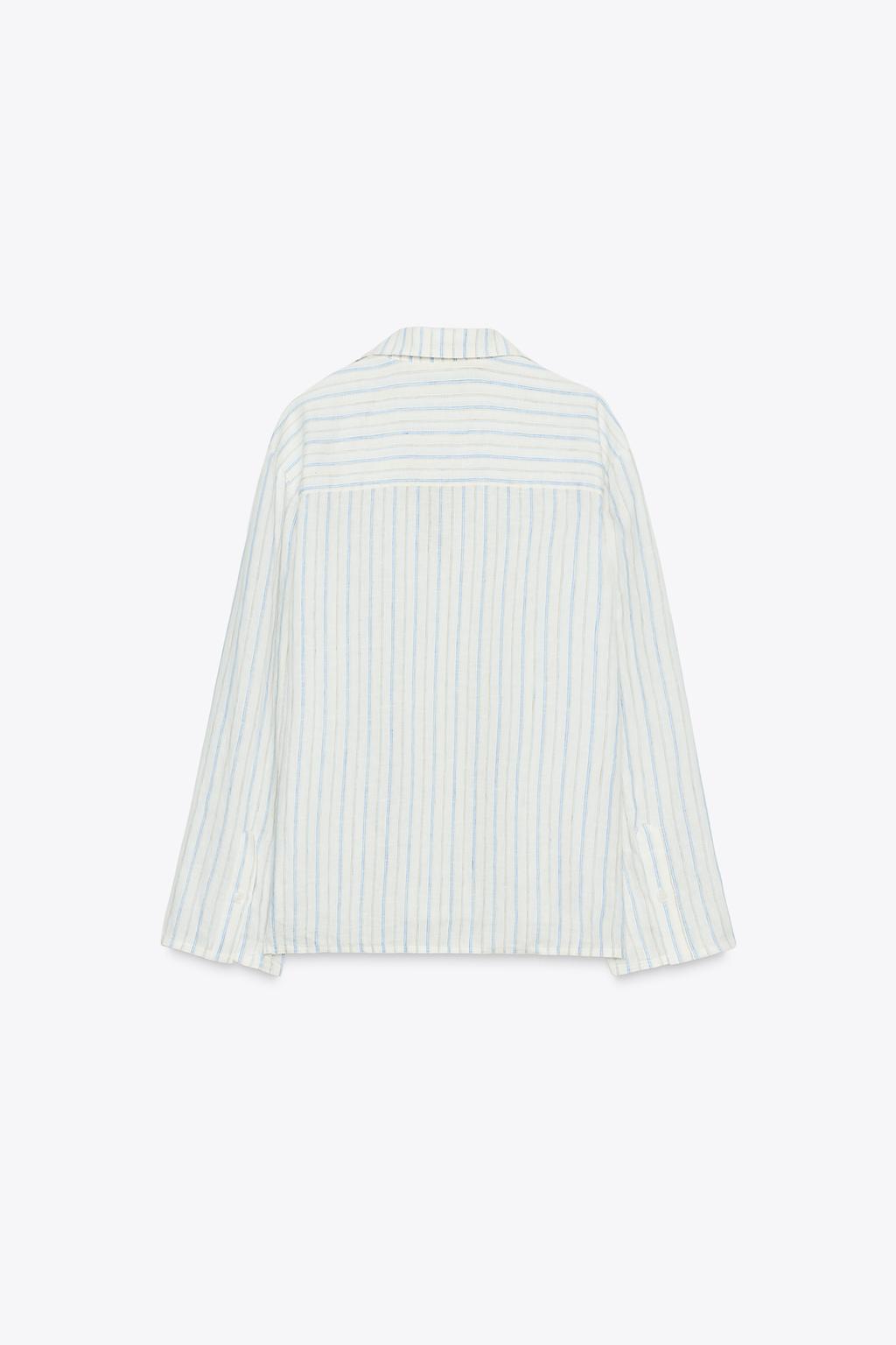 РУБАШКА В ПОЛОСКУ ИЗ ЛЬНЯНОЙ ТКАНИ — ZW COLLECTION
