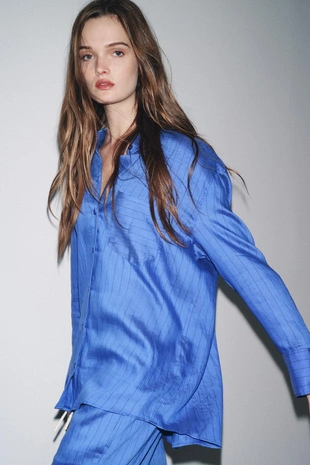 Рубашка оверсайз в полоску — ZW COLLECTION- Заказать в России