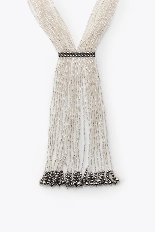 Комбинированное ожерелье-галстук с бусинами- Заказать в России