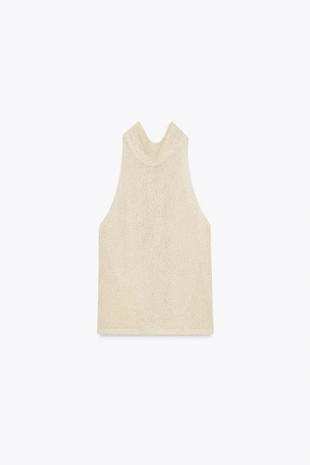 Топ с горловиной халтер и металлизированной нитью- Заказать в России