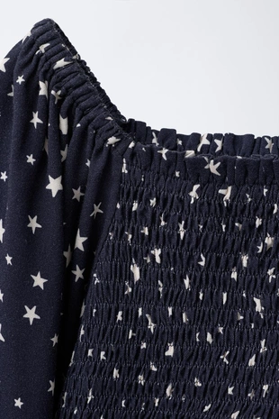 Navy blue | 6268/360/401 - Zara Топ с эластичными деталями и принтом звезды
