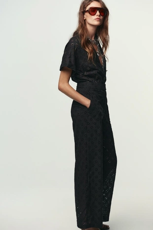 Black | 8429/931/800 - Zara Комбинезон с пряжкой и перфорированной вышивкой