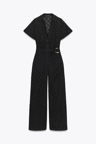 Комбинезон с пряжкой и перфорированной вышивкой- Заказать в России