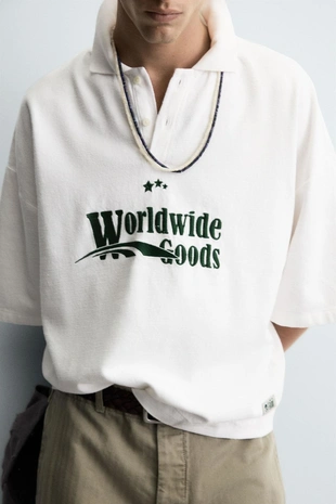 Поло с вышивкой свободного кроя- Заказать в России