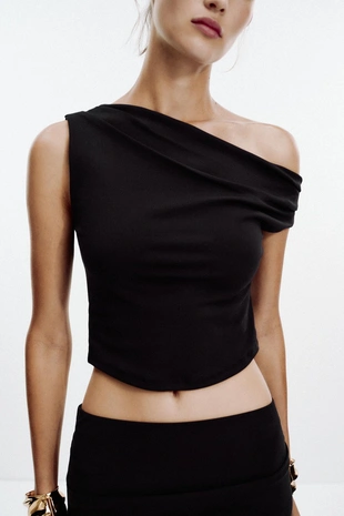 Топ асимметричного кроя с текстурой- Заказать в России