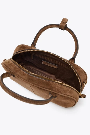 Мини-сумка из замши с двумя ручками- Заказать в России