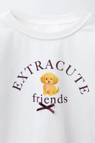 Футболка с анималистическим принтом и бантиком- Заказать в России