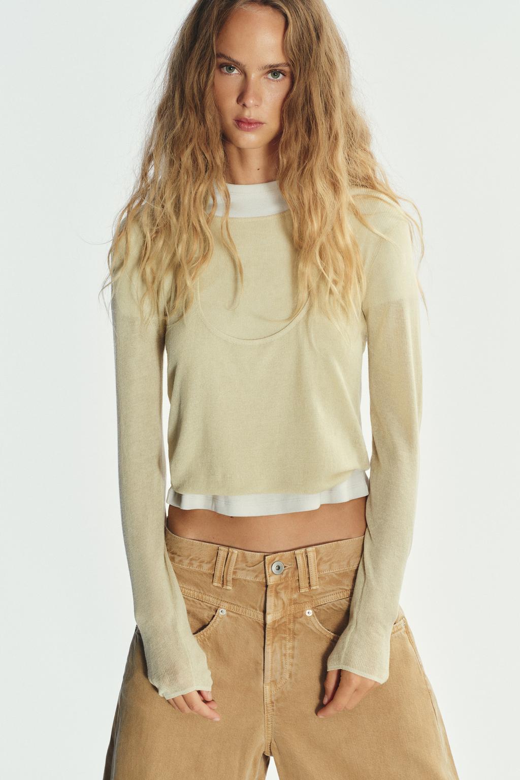 Zara Трикотажный топ-трансформер - Цвет тай-дай желтый