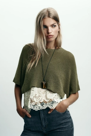 Комбинированный трикотажный джемпер- Заказать в России