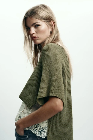 Комбинированный трикотажный джемпер- Заказать в России