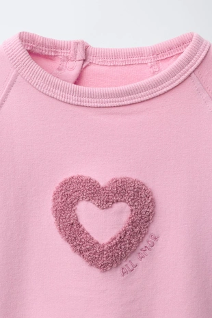 Pink | 4174/532/620 - Zara Комплект из толстовки и брюк-джоггеров с махровой вышивкой