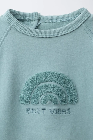 Green / Blue | 4174/531/518 - Zara Комплект из толстовки и брюк-джоггеров с махровой вышивкой