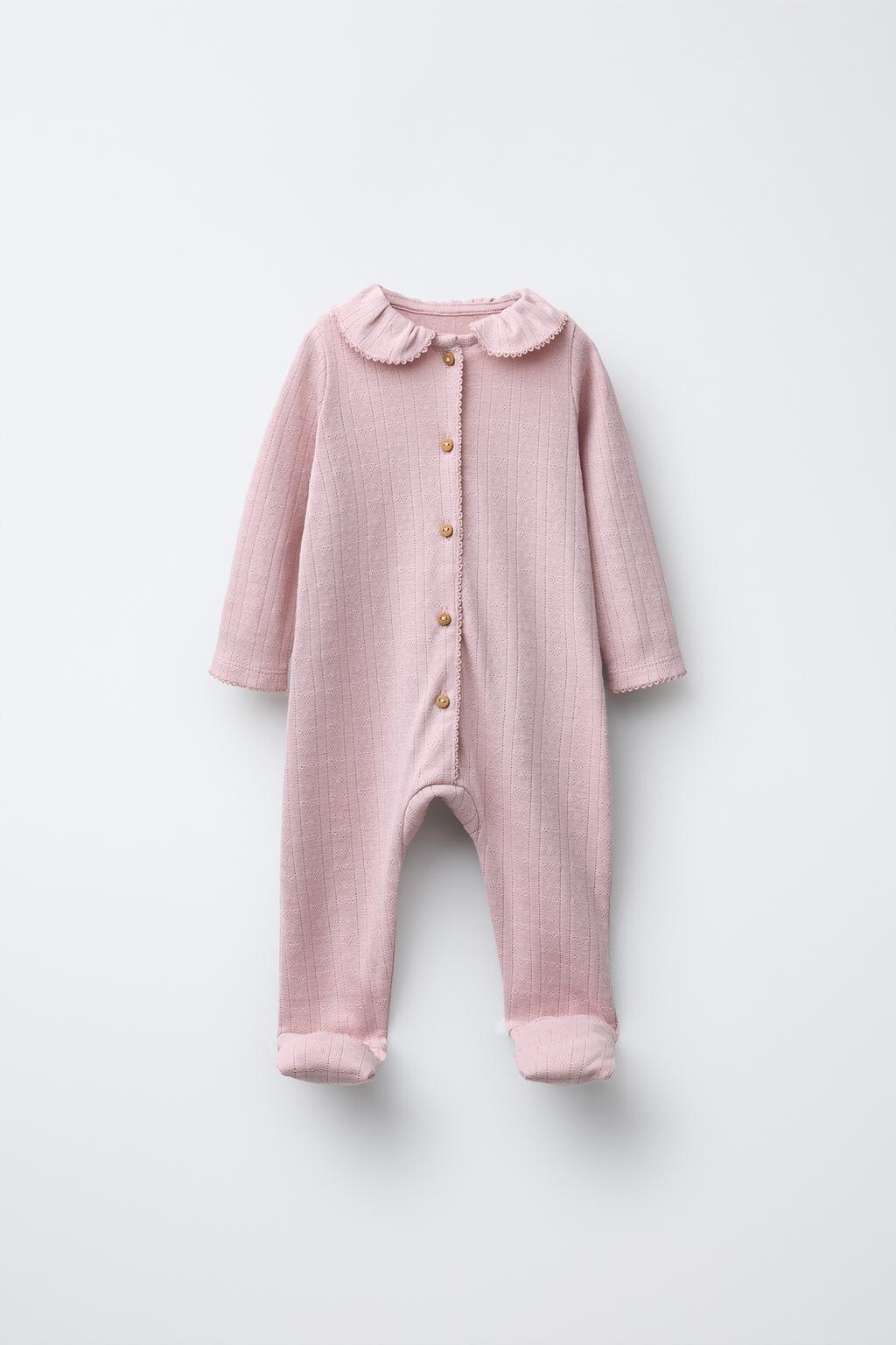 CONVERTIBLE FOOT HEART POINTELLE SLEEPSUIT