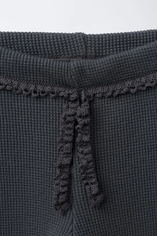 Вафельные легинсы с кружевом- Заказать в России