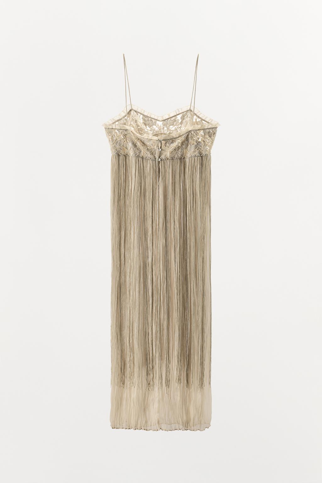 EMBROIDERED FRINGED COMBINATION DRESS