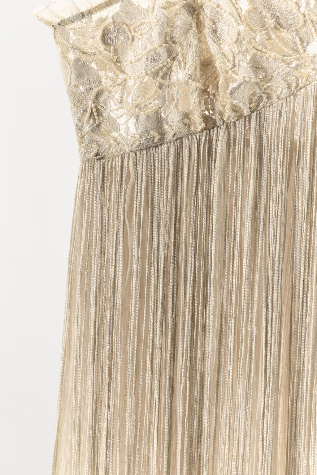 EMBROIDERED FRINGED COMBINATION DRESS