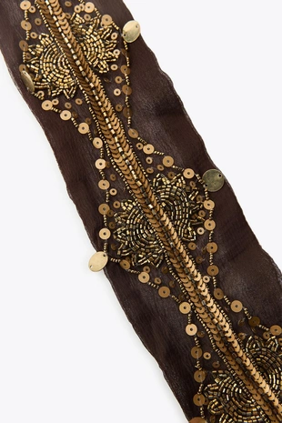 Шарф с бусинами и пайетками- Заказать в России