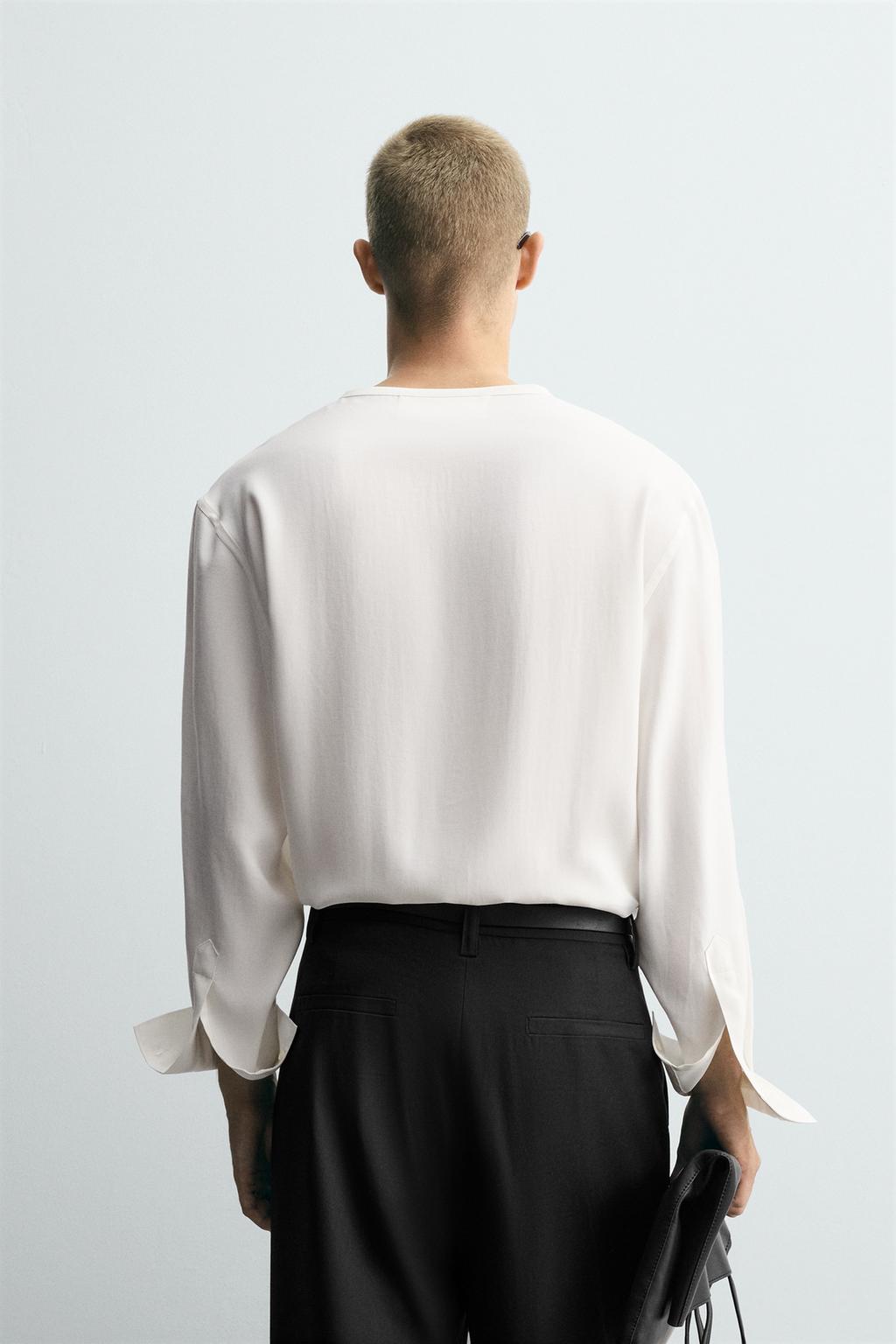 РУБАШКА RELAXED FIT ИЗ СТРУЯЩЕЙСЯ ТКАНИ