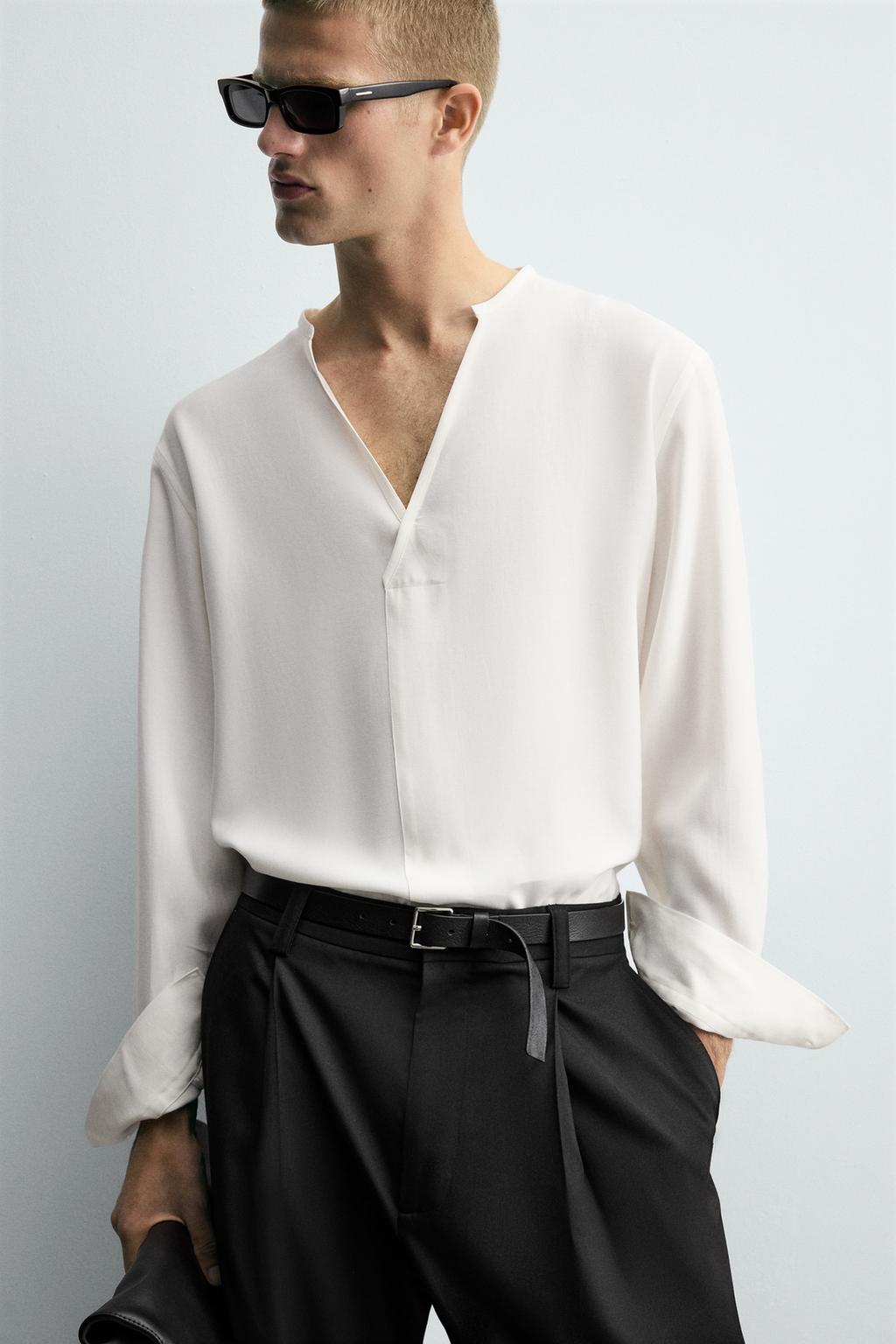 РУБАШКА RELAXED FIT ИЗ СТРУЯЩЕЙСЯ ТКАНИ