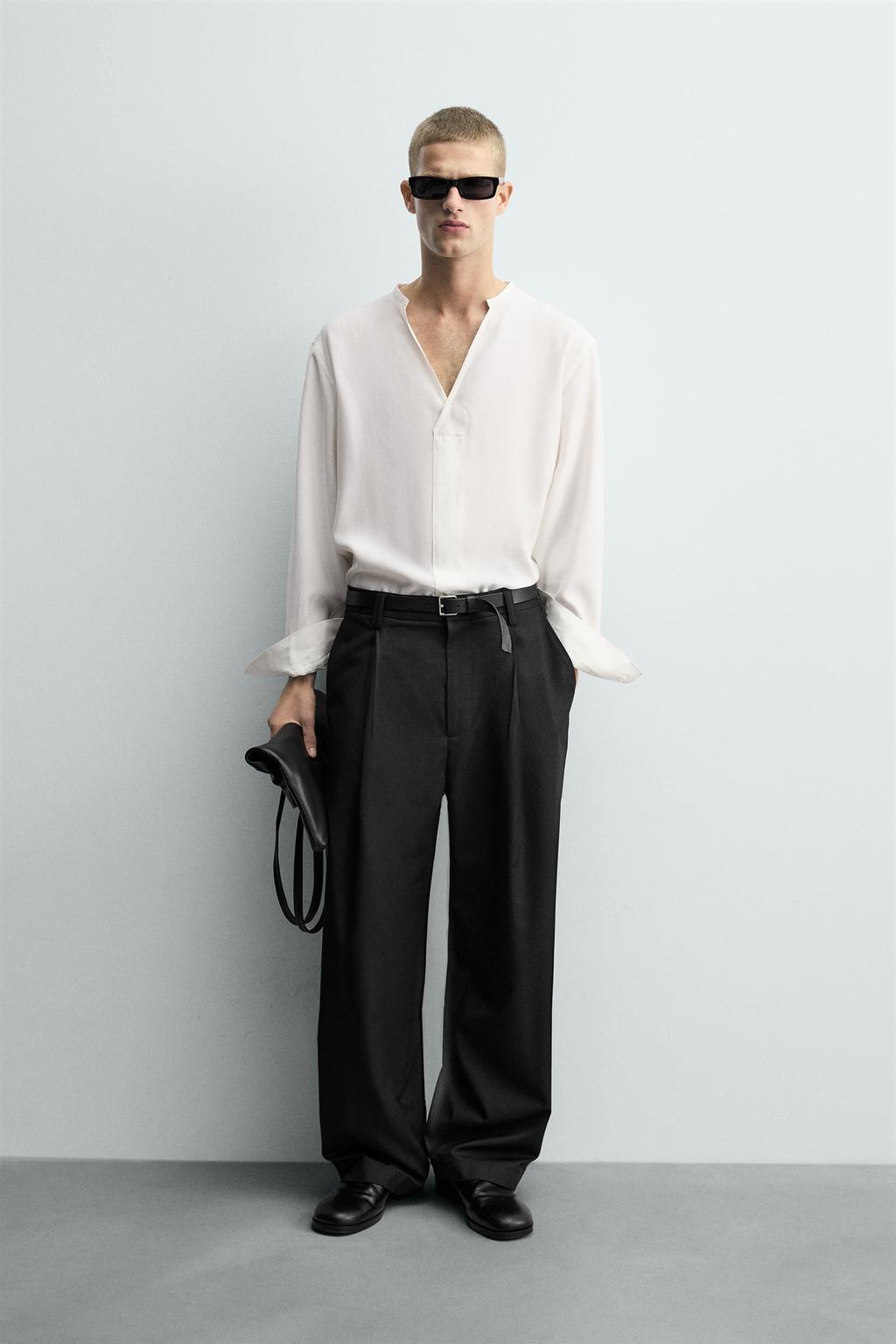 РУБАШКА RELAXED FIT ИЗ СТРУЯЩЕЙСЯ ТКАНИ